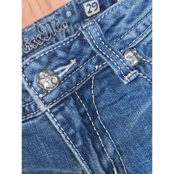 Miss Me Womens Embellished Bootcut Raw Hem Jeans 29x30 - Picture 4 of 11